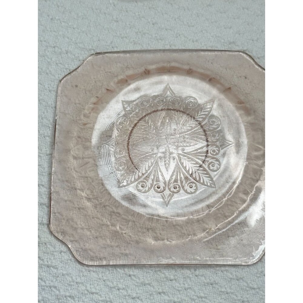 Jeannette Adam Depression Square Salad Luncheon Plate Mini 6" Set of 2